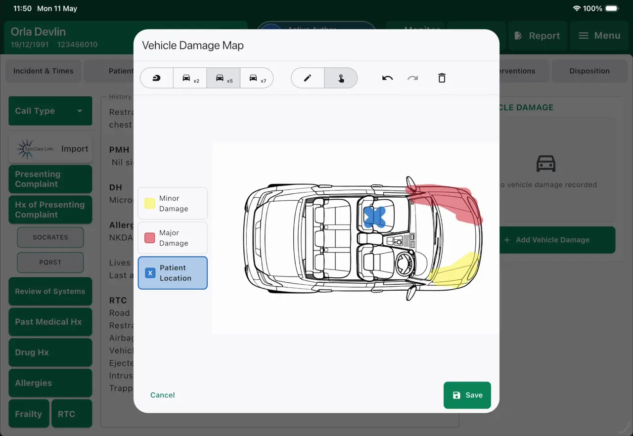 ParaNote vehicle damage map drawing tool